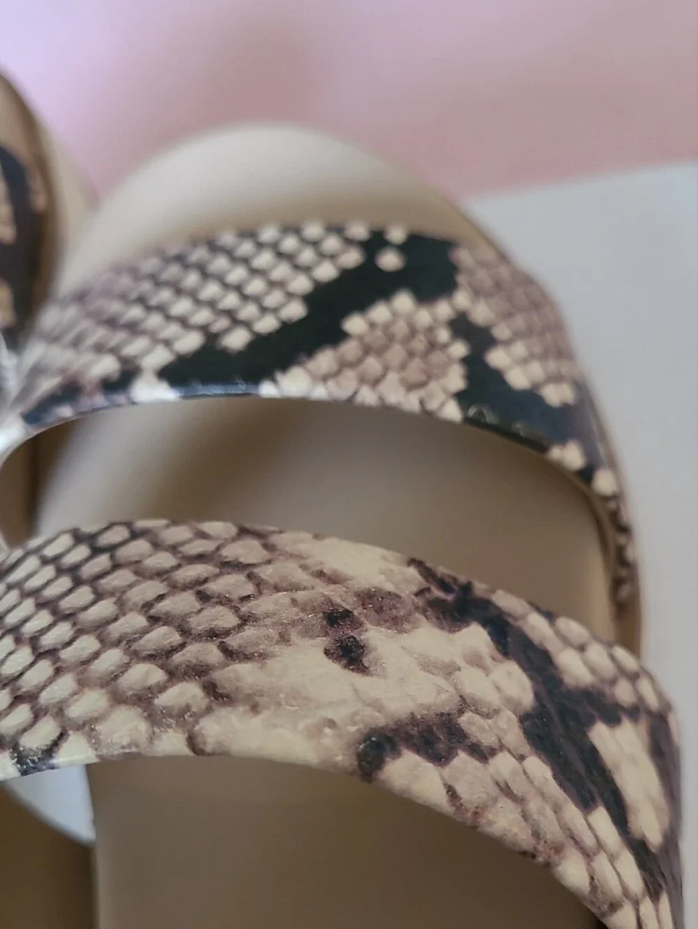 Aldo Snake-Print Dual Strap Platform Sandals in Beige & White
